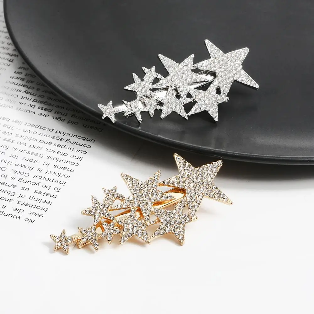 Новые блестящие стразы большие маленькие звездочки заколки для волос аксессуары