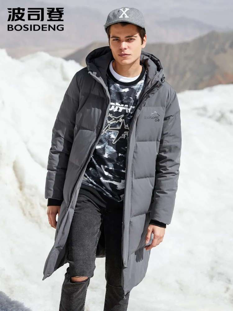 Мужской длинный пуховик BOSIDENG Модный повседневный с капюшоном модель B80142009 на