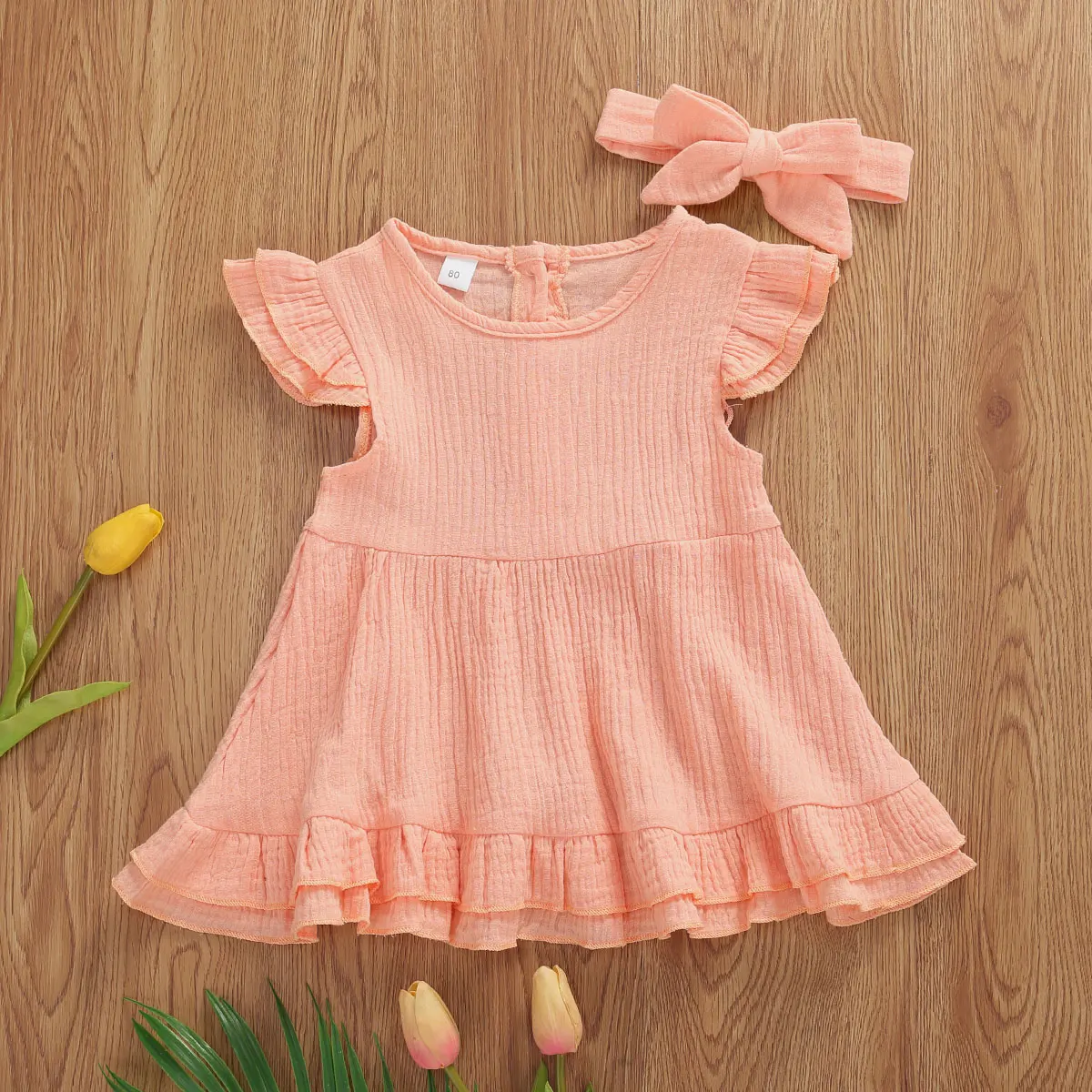 Женское платье принцессы для маленьких девочек однотонное ТРАПЕЦИЕВИДНОЕ до