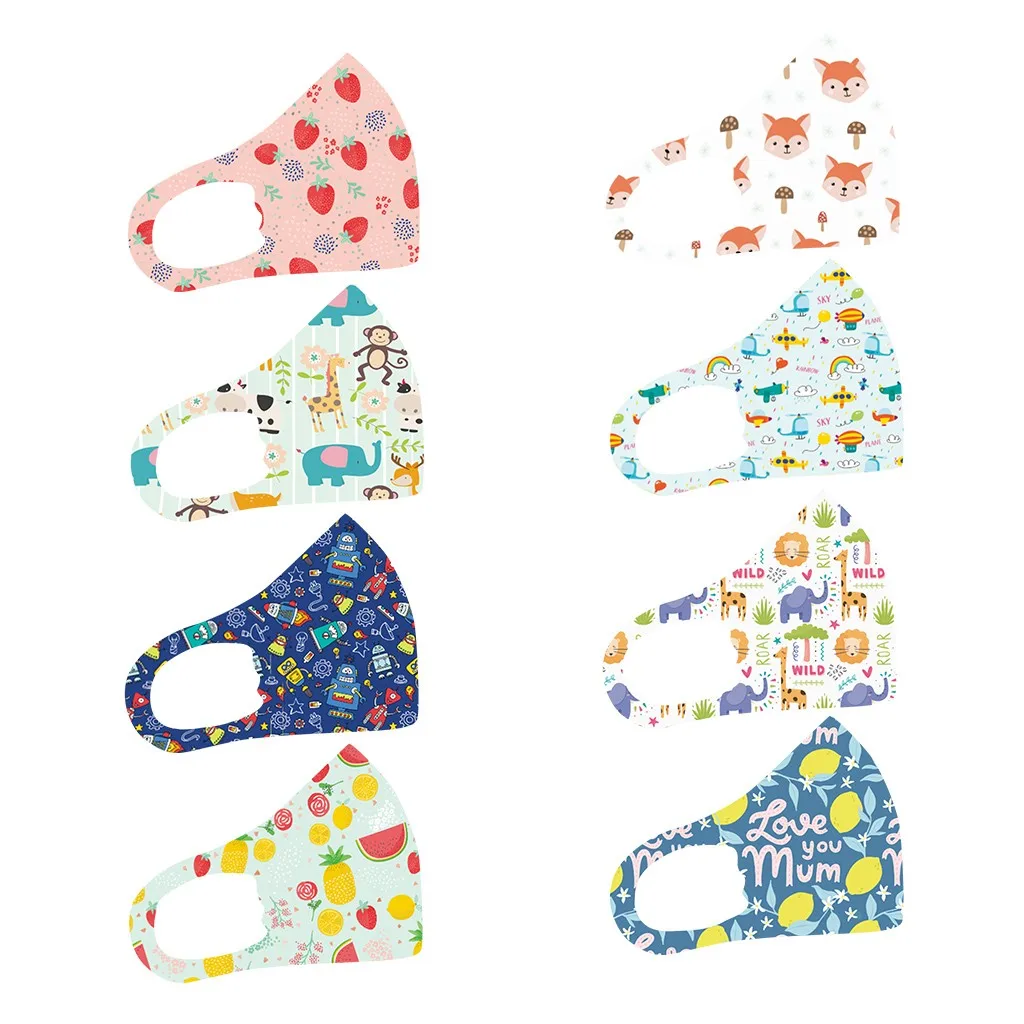 8 шт маска на лицо для детей печатная ледовая Шелковая Маска защиты от пыли и