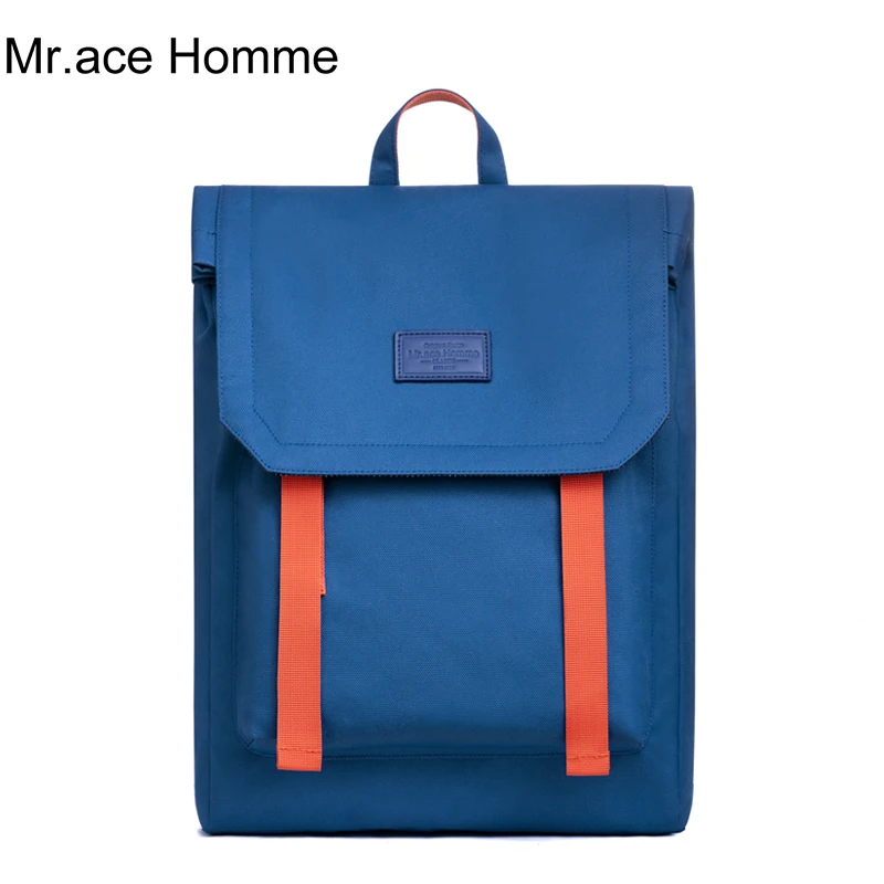 Рюкзак для ноутбука вместительный водонепроницаемый с синим принтом|Мужские