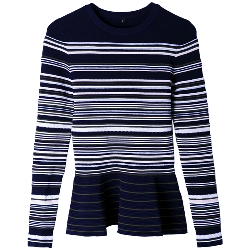 Slim Fit Design ! Color Block Striped  Elegant  Kintted Jumper Sweater 2021 Spring/Autumn Collectitons