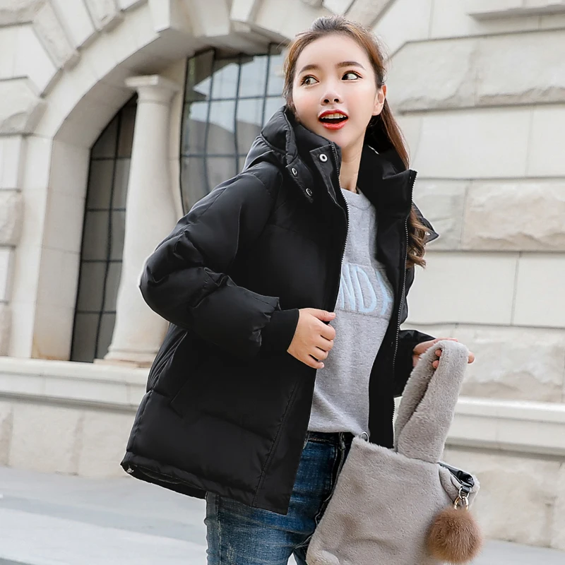 

Parkas Women Plus Size Solid Candy Color Sweet Hooded Thick Winter Warm Chic All-match Korean Daily Casual Womens Coat Pockets