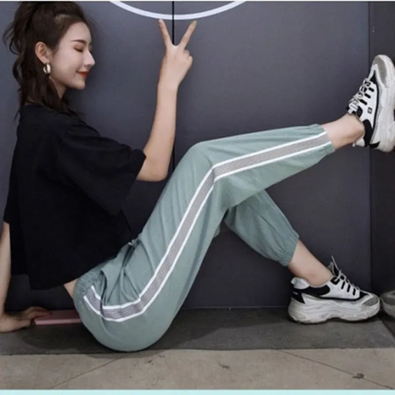 Спортивные Штаны свободного кроя сезон весна-лето тонкий срез был универсальный