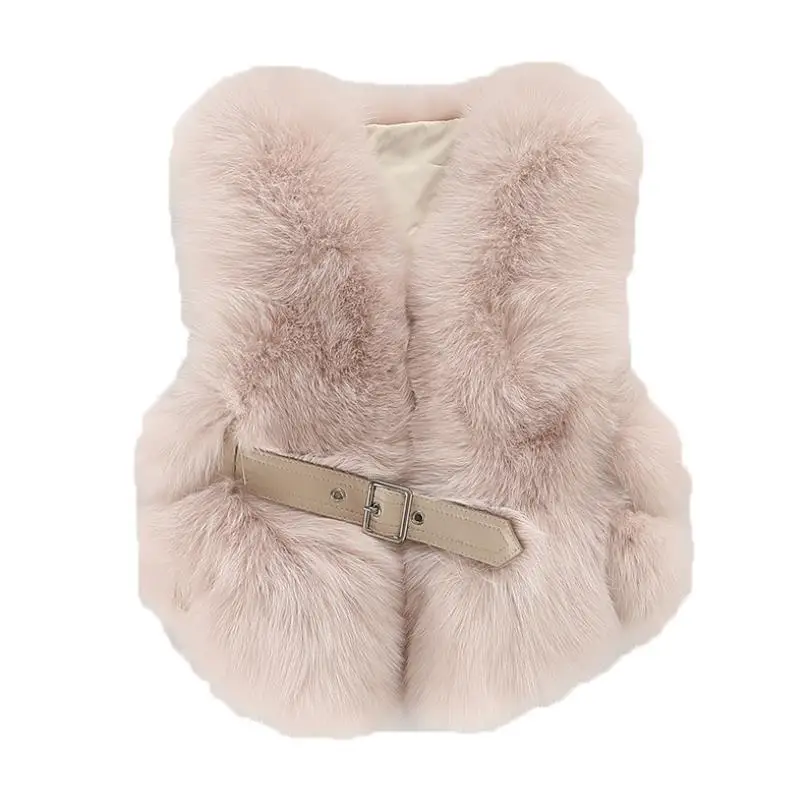 

Luxury Children fur Waistcoat Winter Real Natural Fox fur Vest Thicker Warm Jackets for girls Kids Sleeveless Outerwear Y3433