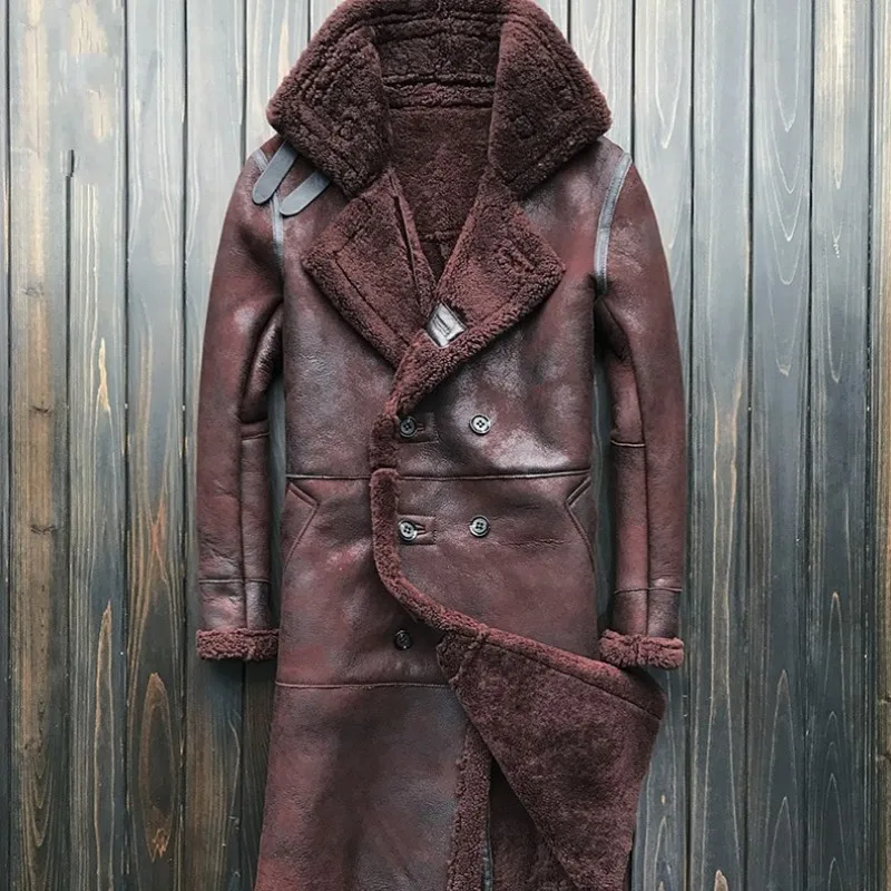 Длинная куртка из натуральной кожи в стиле милитари с 100% натуральным мехом |