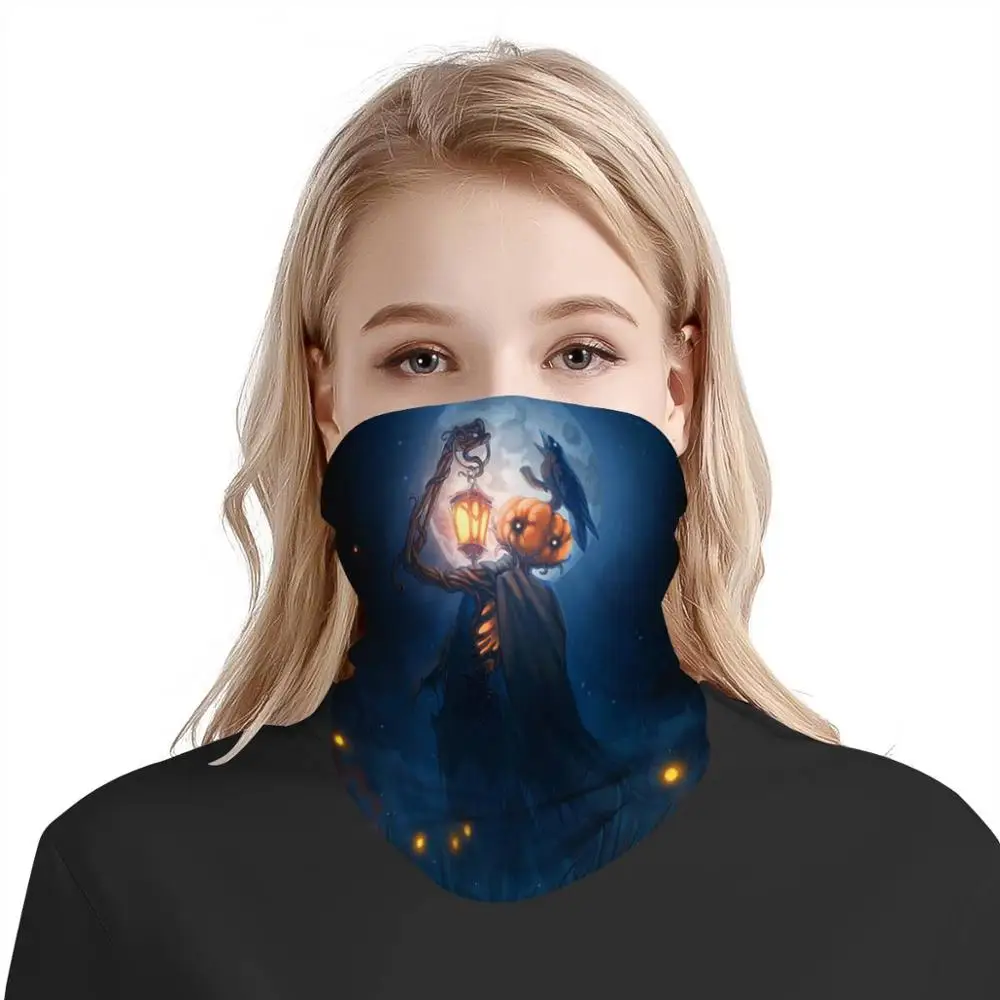 Halloween 3D print Multiway Outdoor Bandana for Skiing Windproof Cycling UV Fishing Protection Hiking mask Pumpkin lantern | Аксессуары