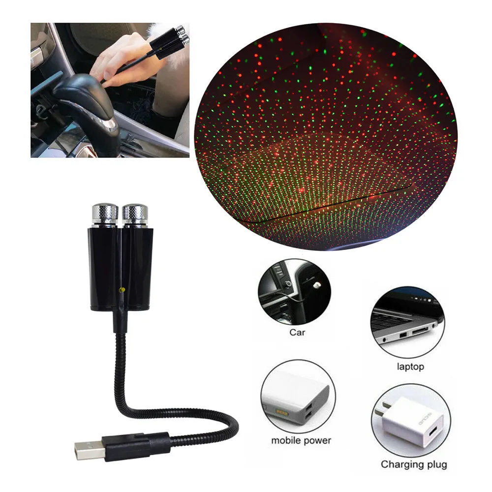 

Star Projection Lamp Romantic Atmosphere Auto Car Decorative Dual Head
