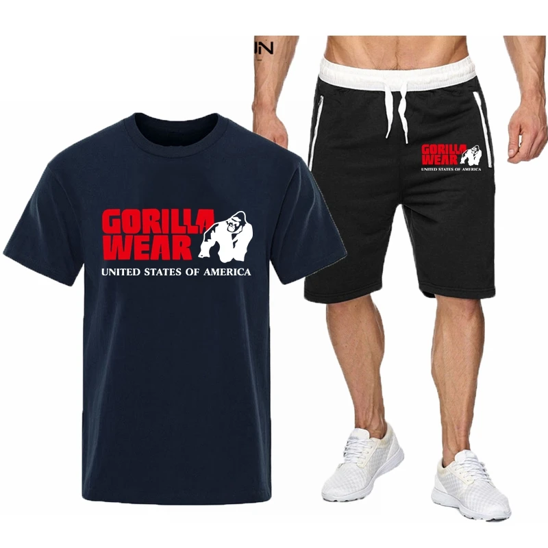 

Gorilla wear Tracksuit Men's Casual Brand Fitness Sweatshirt Two-piece T-shirt Shorts Men's Hip Hop Fashion Clothing