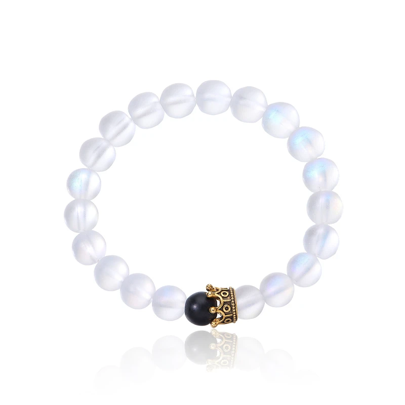 

Free Shipping Beads Bracelet Rould Frosted Bead Chain New Elastic Crown Pulseras Mujer 2021 Fashion Jewelry Couple Gift