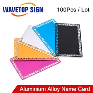 Визитная карточка WaveTopSign 100 шт.лот, многоцветный алюминиевый сплав, металлический лист, тестовый материал для лазерной маркировочной машины