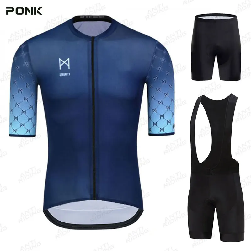 

Road Bike Men's Summer Short Sleeve Breathable Cycling Jersey Set Mountain Bicycle Wear Quick-Dry Racing Road Cycling Clothing