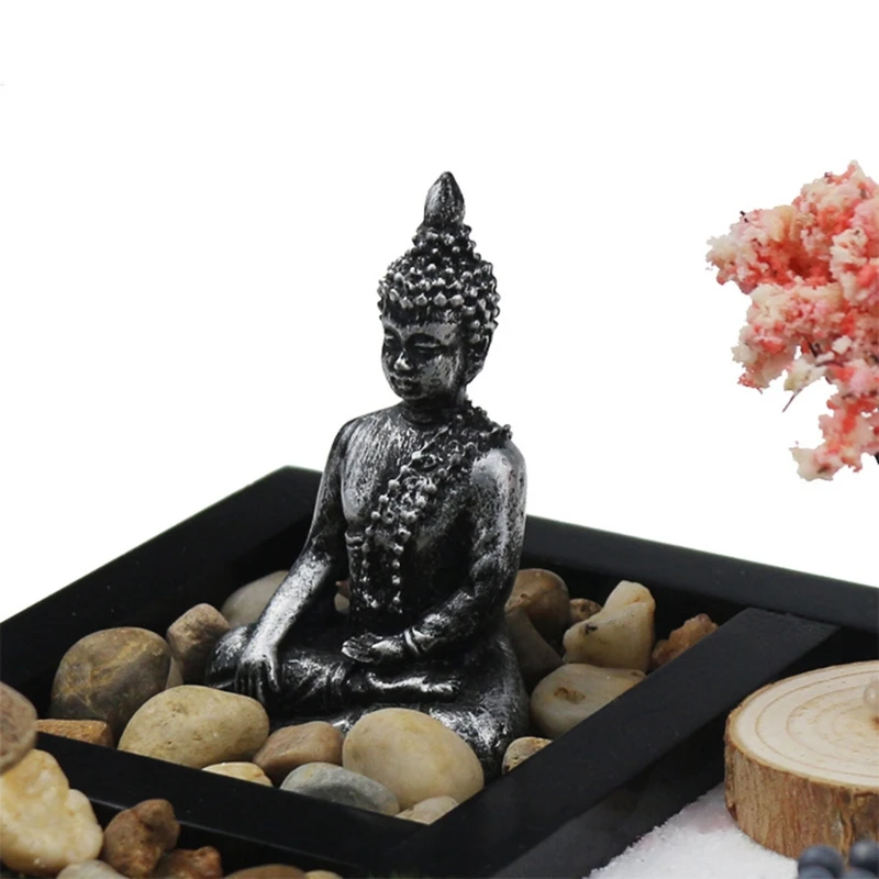 

Mini Zen Garden Sand Tray Set 3 Grids Statues Zen Garden Set Sand Bridge