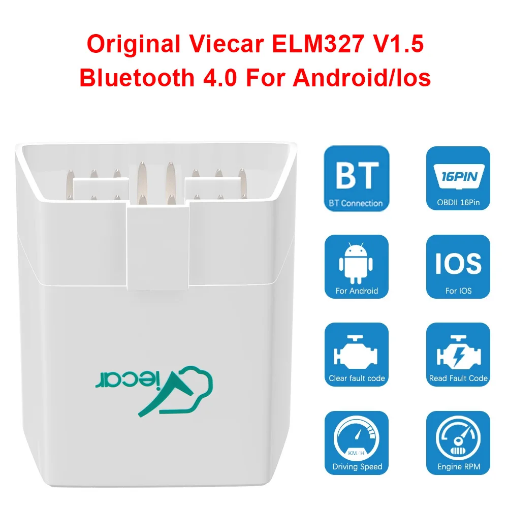 

Сканер OBDII для Android/IOS считыватель кодов Viecar ELM 327 V1.5 OBD2 Bluetooth 4,0 Автомобильный диагностический инструмент