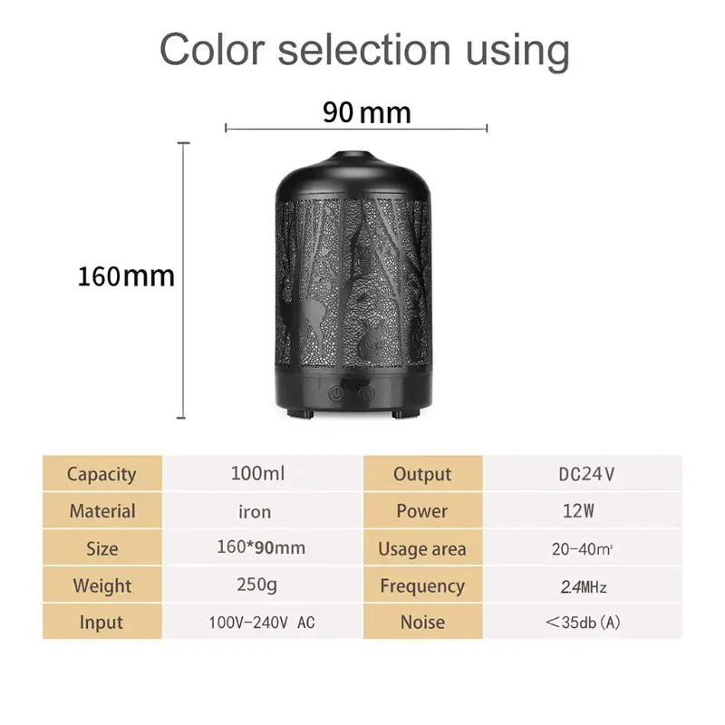 Увлажнитель воздуха ультразвуковой со светодиодной подсветкой 7 цветов 100