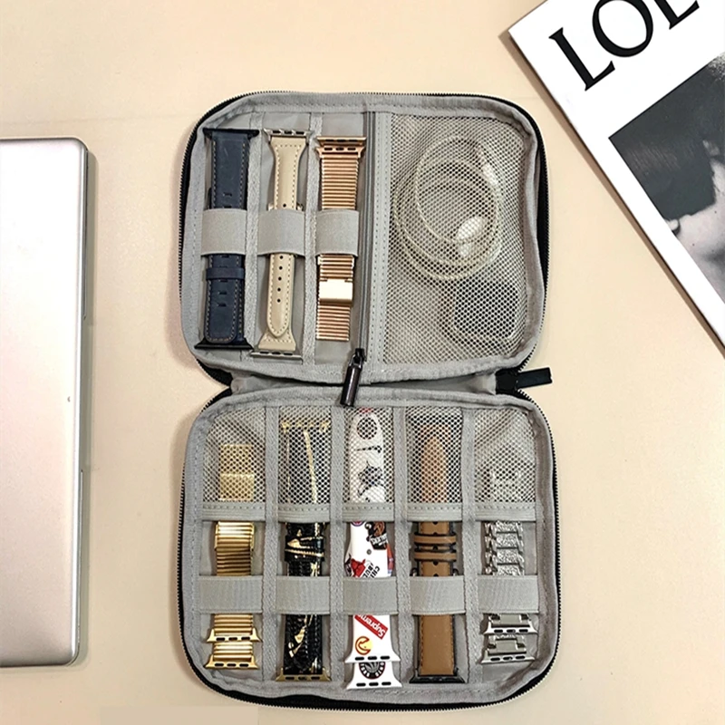 Smart Watch Band Storage Organizer Multifunction Portable Watch Strap  Box for Apple Watch Travel Pouch Bag Holds 10-15 Bands