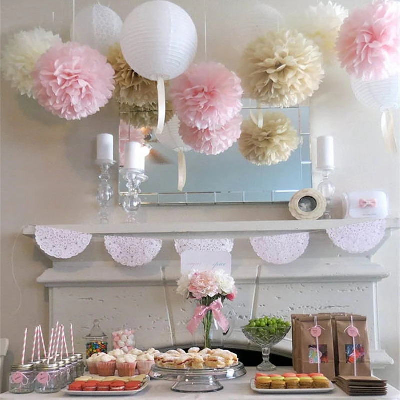 Бумажные шарики с помпонами 8 дюймов 20 см | Дом и сад