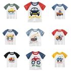 Летние детские футболки с принтом автомобиля, футболка, одежда для мальчиков, хлопковая футболка, свитшот с коротким рукавом для маленьких девочек, футболки, топы, одежда