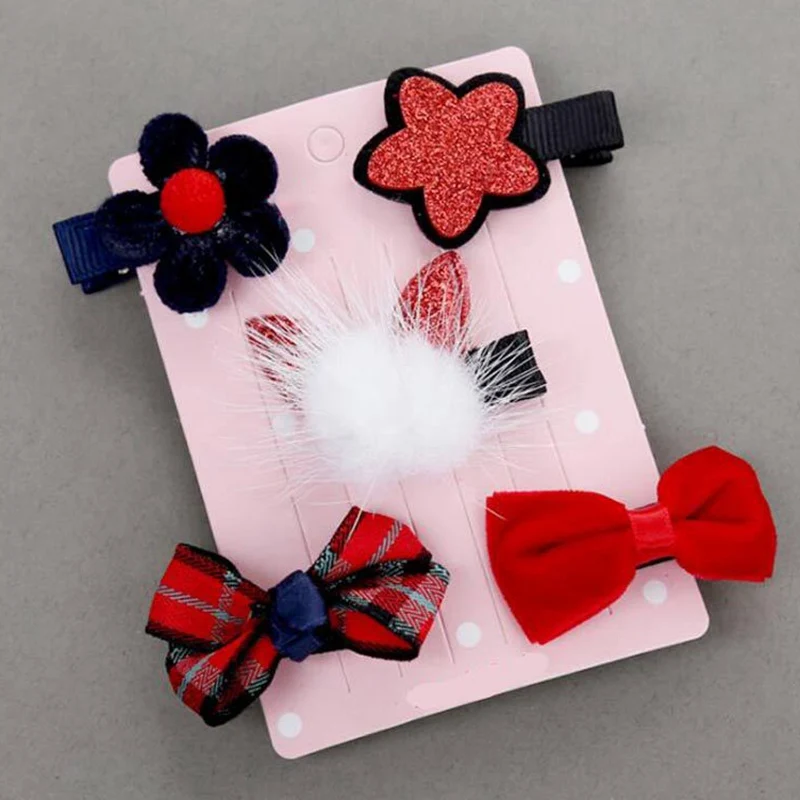 

5 Pcs/lot Pet Bowknot Headdress Cloth And Alloy Hairpin For Dogs Cute Grooming Accessories Dropshipping--