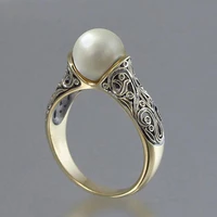 fashion romantic simulation pearl ring ladies luxury wedding anniversary accessories ladies engagement ring party jewelry
