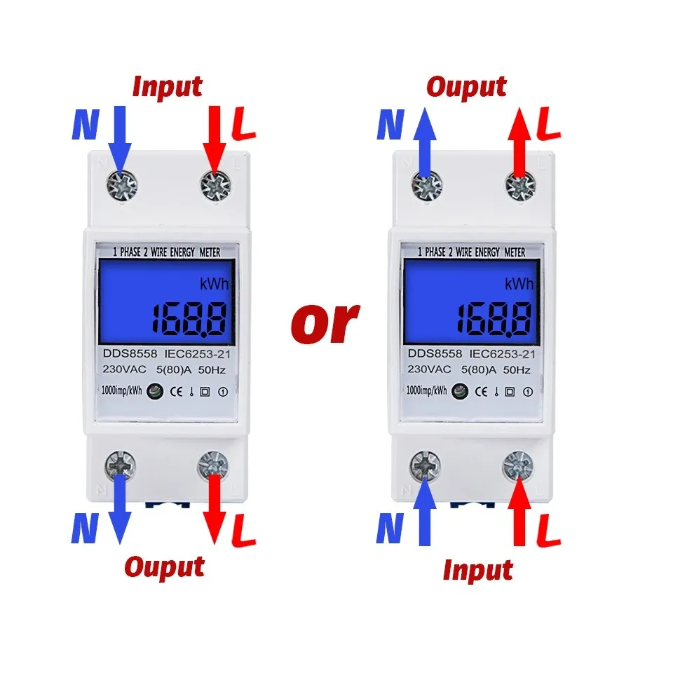 

Din Rail Single Phase Digital Energy Mete Reset Zero KWh Voltage Current Power Consumption Counter Electric Wattmeter 230V AC