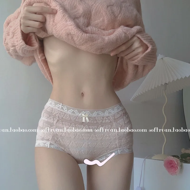 Прозрачное женское нижнее белье с высокой талией мягкие Ажурные кружевные