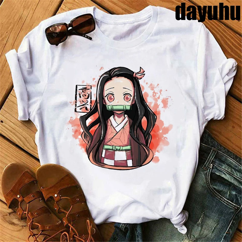 Японская аниме-футболка Demon Slayer Мужская футболка Kawaii Kimetsu No Yaiba графические