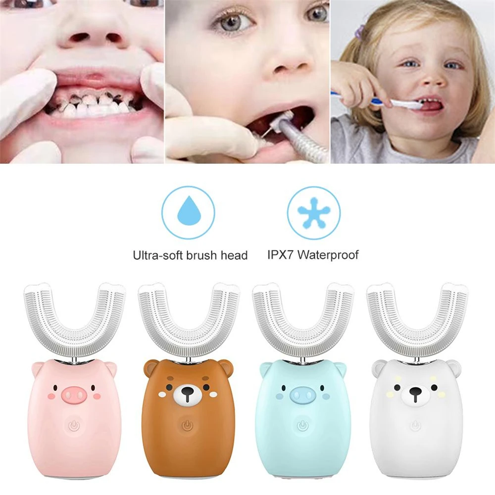 

ZYChildren U Type Electric Toothbrush USB Charging Cartoon Teeth Whitening Automatic ultrasonic Electric Toothbrush For Children