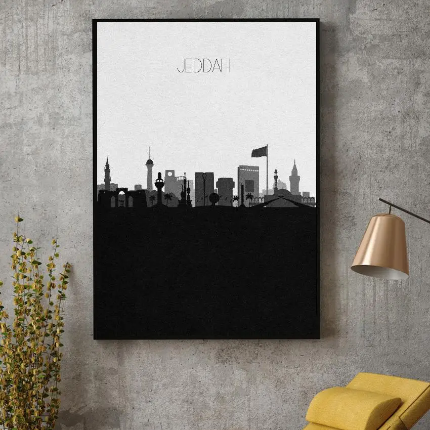 

Jeddah Skyline Canvas Painting Art Print Poster Picture Wall Modern Minimalist Bedroom Living Room Decoration