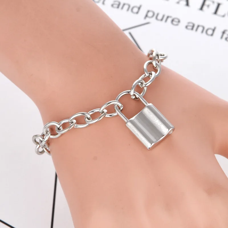 New Double Chain Lock Necklace Women Men Punk Rock Circle Pendant Shell Vintage Emo Grunge Goth Jewelry Gift | Украшения и