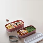 Герметичный Ланч-бокс Bento для детей, двухслойный независимый пластиковый пищевой контейнер для микроволновой печи, портативная коробка для бенто