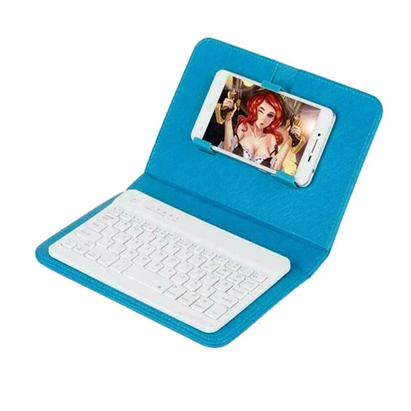 

Mini Portable Wireless Bluetooth Keyboard With Leather Case For Smartphone