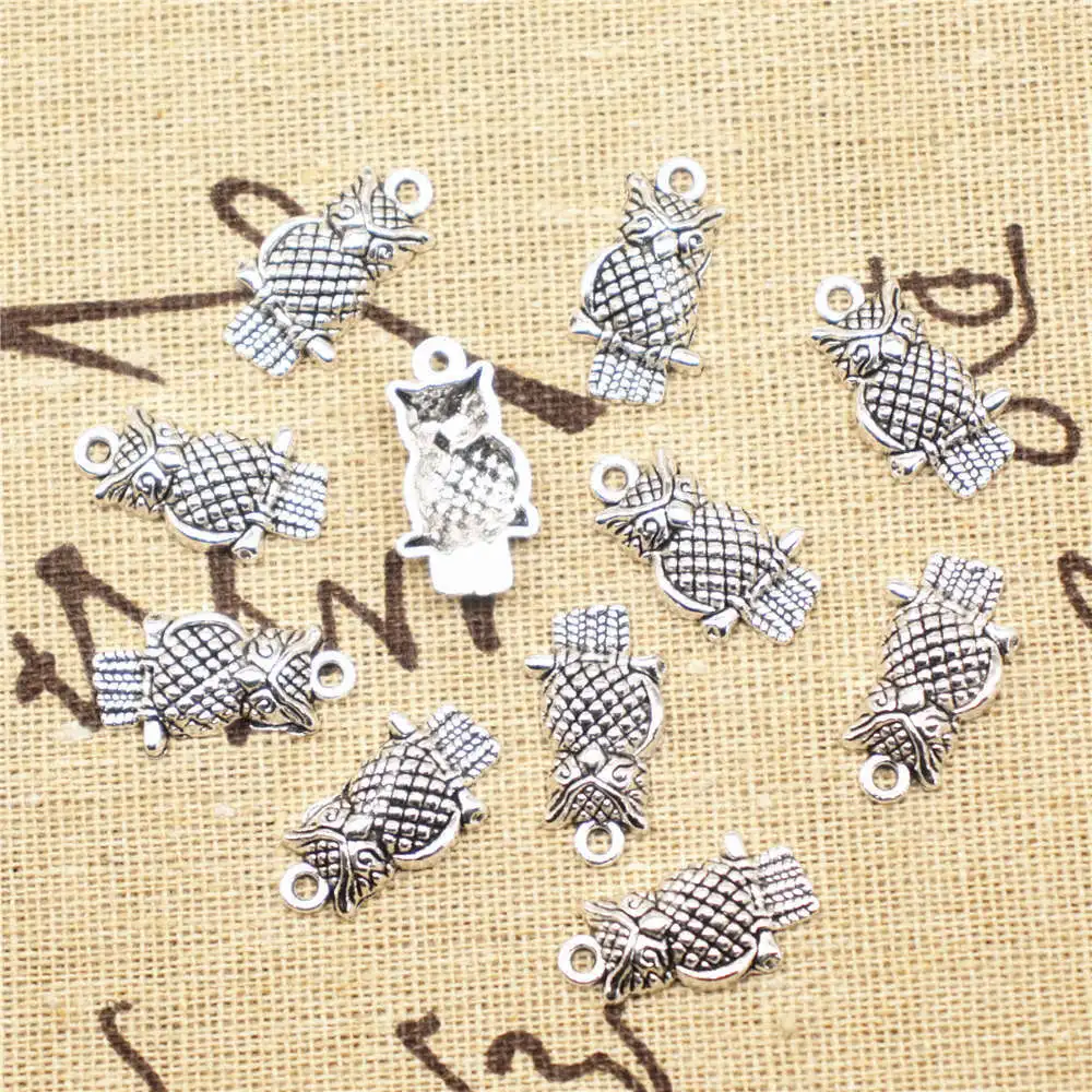 

10Pcs Diy Jewelri Owl Connector Antique Silver Color 11X21mm