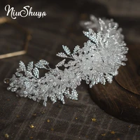 niushuya handmade spark silver color crystal rhinestone bridal tiara headband wedding hair accessories bridesmaids women jewelry