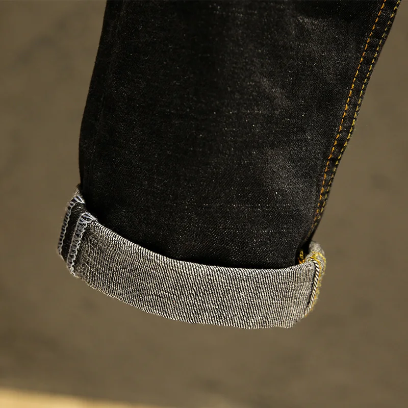 Мужские прямые джинсы в китайском стиле с вышивкой дракона хип хоп черные