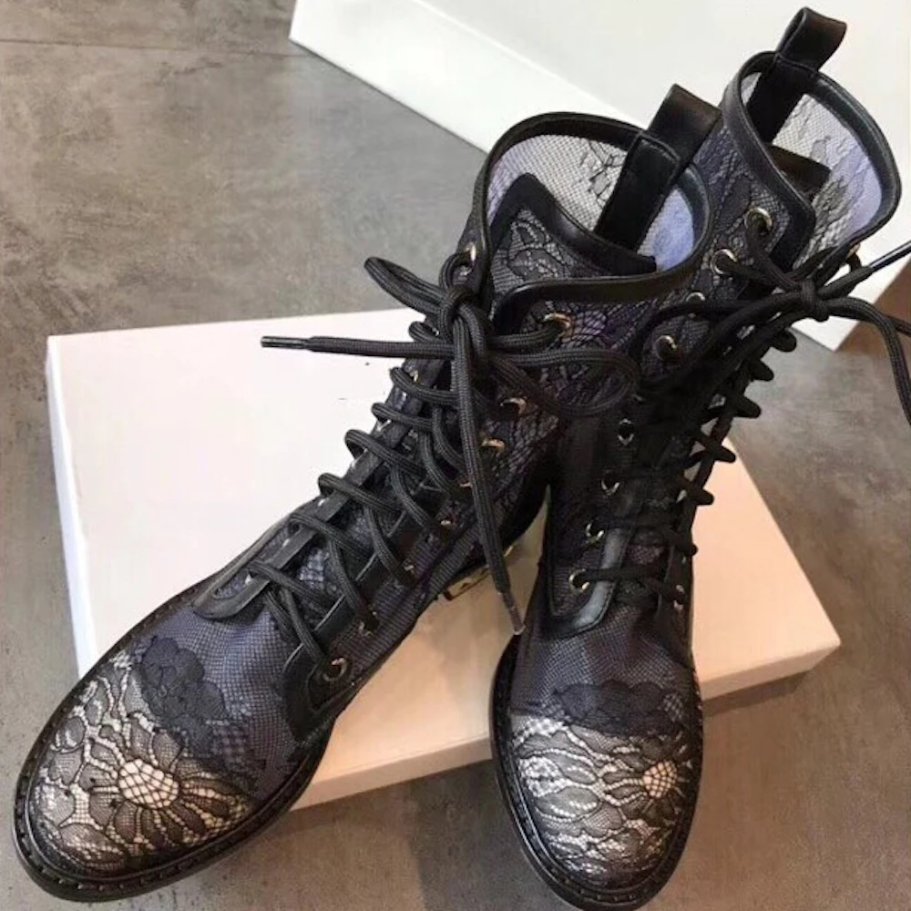 Женские ботинки осенние на шнуровке Новая модная женская обувь ботильоны с