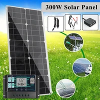 12v18v 300w solar panel kit complete mppt solar charger controller pwm lcd display dual outdoor portable power supply