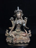 9chinese folk collection old bronze cinnabar lacquer twenty one tara tara bodhisattva lotus terrace sitting buddha ornaments