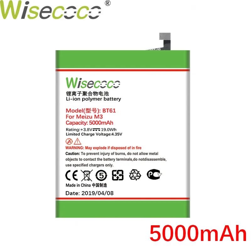 WISECOCO 5000 мАч BT61 Батарея для Mei zu M3 Примечание L681 L681H смартфон новейший продукт Высокое качество Новые Батарея+ номер для отслеживания