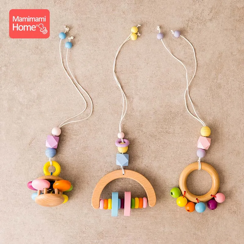 Rattle-1 2 3 Mamihome детский деревянный прорезыватель, игрушки для спортзала, музыкальная деревянная погремушка, Пустые Подвески для грызунов, развивающие игрушки для новорожденных, детские товары - Цвет: Rattle-1 2 3