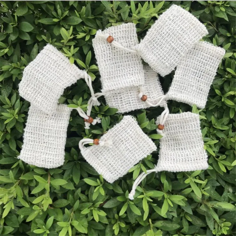 9*13cm Sisal Soap Bag Blister Foam Maker Double-layer Mesh Net Foaming Easy Bubble Linen Bathroom Cleaning Tool | Дом и сад