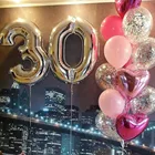 2 шт., 3240 дюйма, фольгированные шары С Днем Рождения, красный, розовый, синий, серебряный, 30 лет, украшения вечерние, товары для годовщины