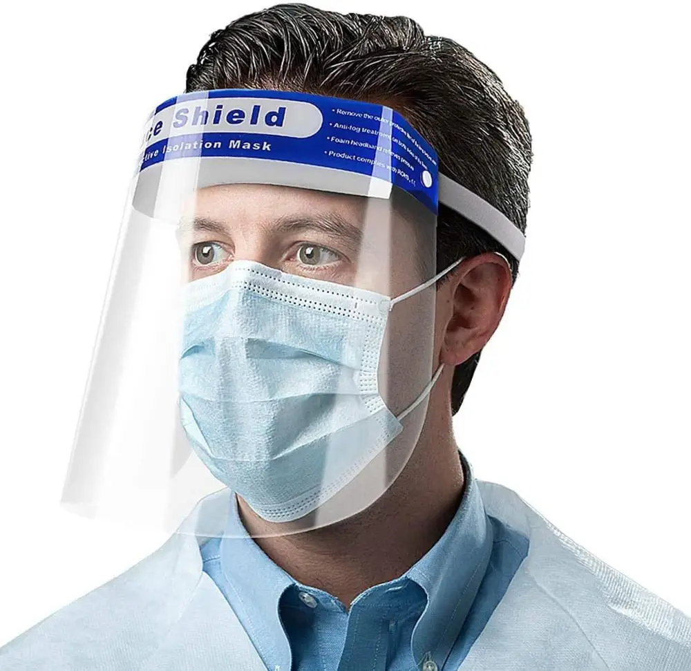 10Pcs/Pack Disposable Safety Face Shield Fluid Resistant Full Face Mask Transparent Single Use Mask Visor Protection from Splash