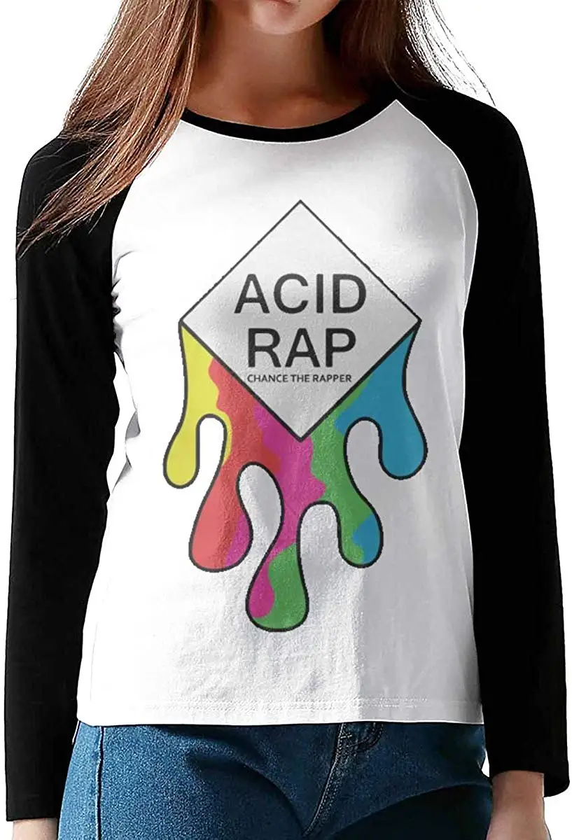 FGHFG Женская Классическая Бейсбольная Футболка с длинным рукавом и логотипом Acid Rap