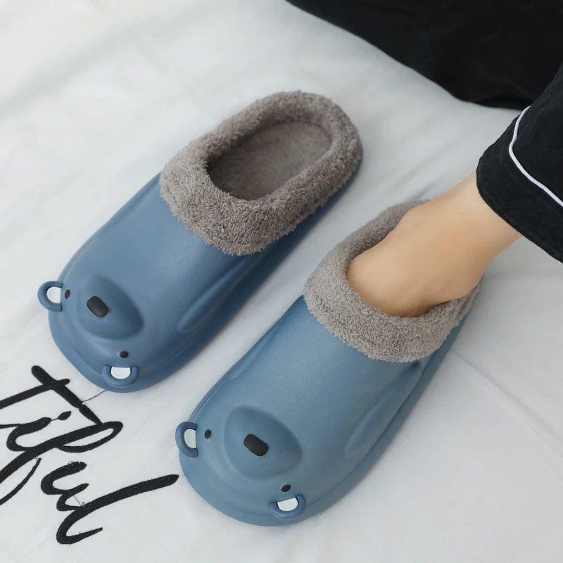 

Men's Slipper Winter Home Slipper Men Warm Indoor Bedroom Slides Cartoon Bear Cotton Shoes Waterproof Non-slip Shoes Size 35-45