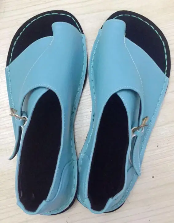 4 Lake blue Г. Летние мужские сандалии унисекс на плоской подошве однотонная повседневная мужская обувь на плоской подошве с открытым носком, модные шлепанцы Римский стиль, размер 34-43 - Цвет: 4 Lake blue