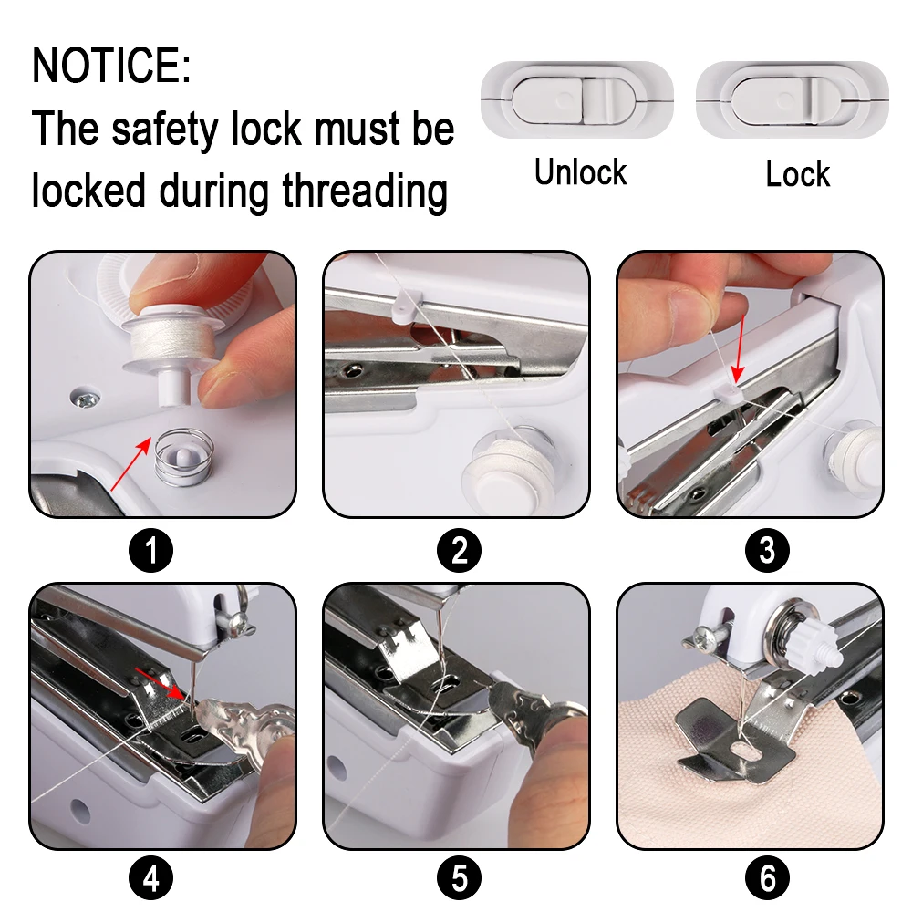 Портативный мини электрический Аккумуляторный ручной швейной машины с