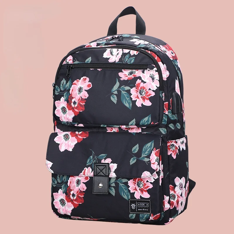 

Женский рюкзак для студентов колледжа, школьный ранец, женский рюкзак, сумки на плечо, вместительные женские с цветами, новая мода 2021, для пу...