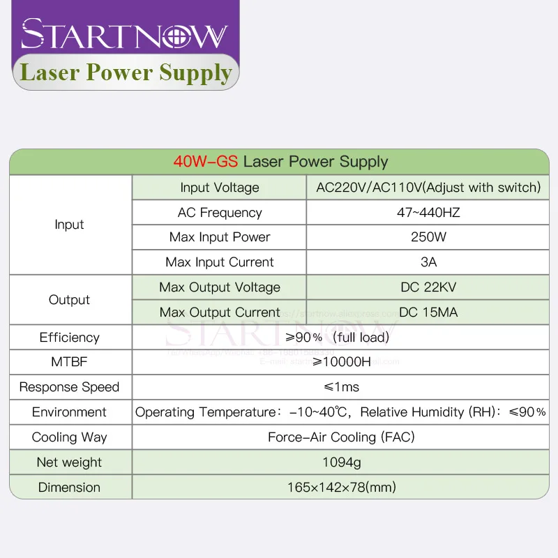 40W-GS MYJG-40 PSU Co2 лазерный источник 110 В 220 В Универсальный 25 Вт 30 Вт Co2 лазерный источник питания 40 Вт для лазерной резки маркировочная машина