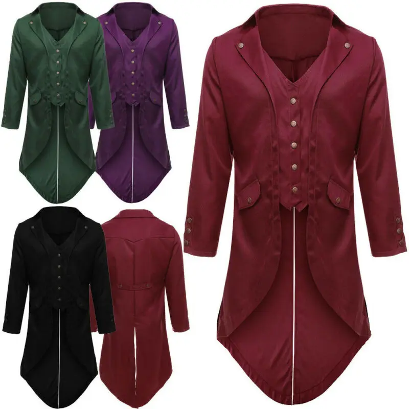 Мужское винтажное пальто в стиле стимпанк длинное готическом для смокинга